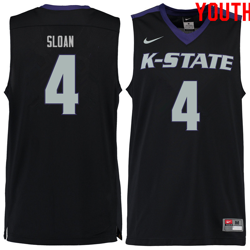 Youth #4 David Sloan Kansas State Wildcats College Basketball Jerseys Sale-Black